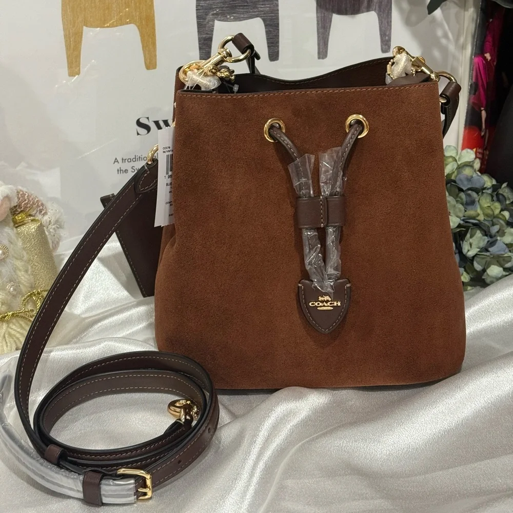 Coach Rowan Bucket Bag  suede/Im/Vintage Brown CCC78 - Picture 2 of 11